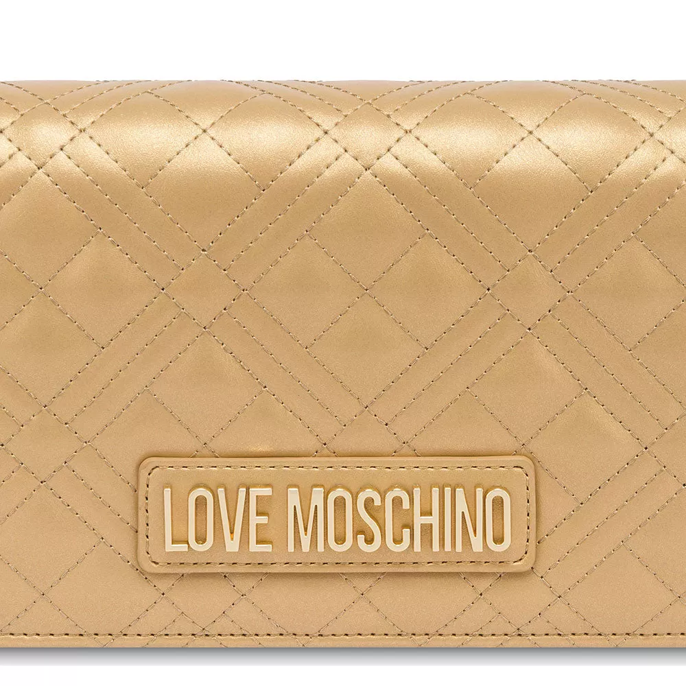 Clutch Donna con Tracolla LOVE MOSCHINO linea Quilted color Oro Laminato