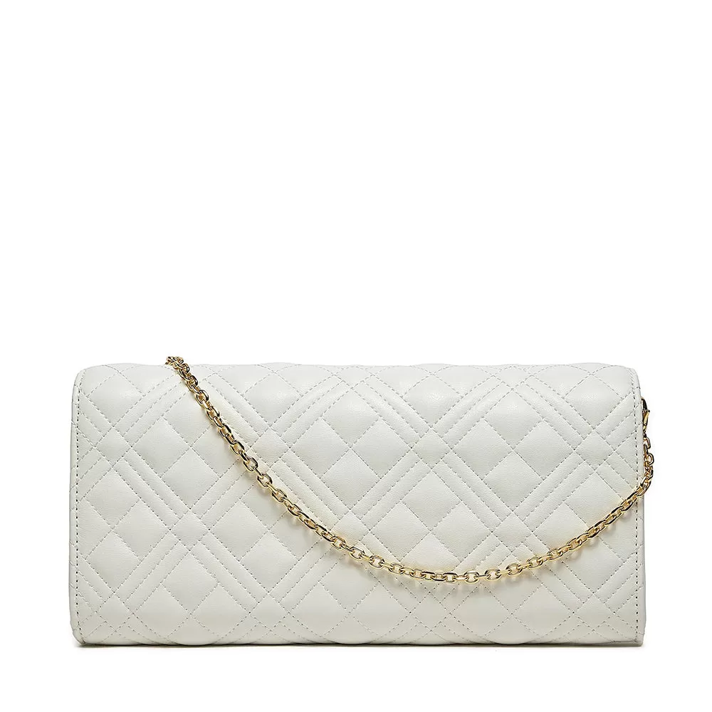 Clutch Donna Trapuntata con Tracolla LOVE MOSCHINO linea Lettering Logo colore Bianco