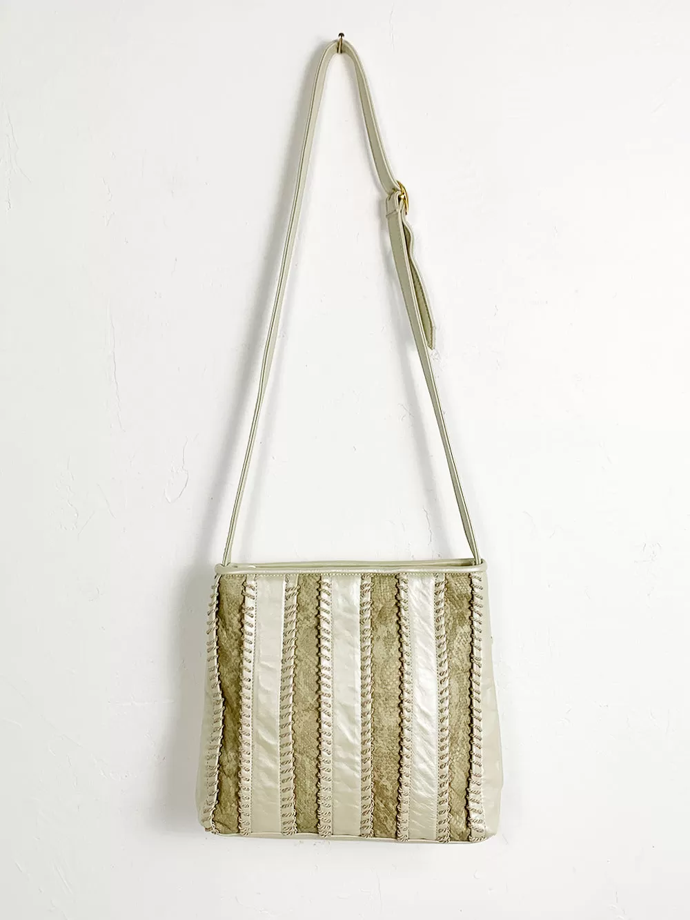 Colini Subtle Metallic and Snakeskin Cream Purse