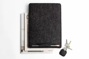 COMFY MacBook Case/ Dark grey felt & Black leather/