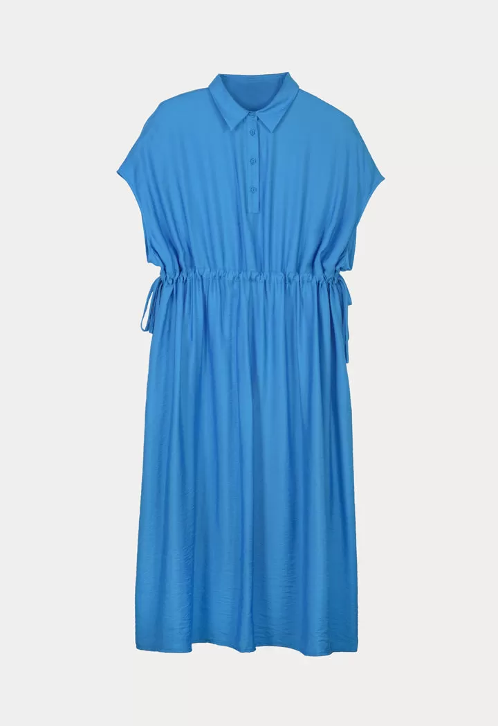 Continous Sleeve Dress With Waist Drawstring