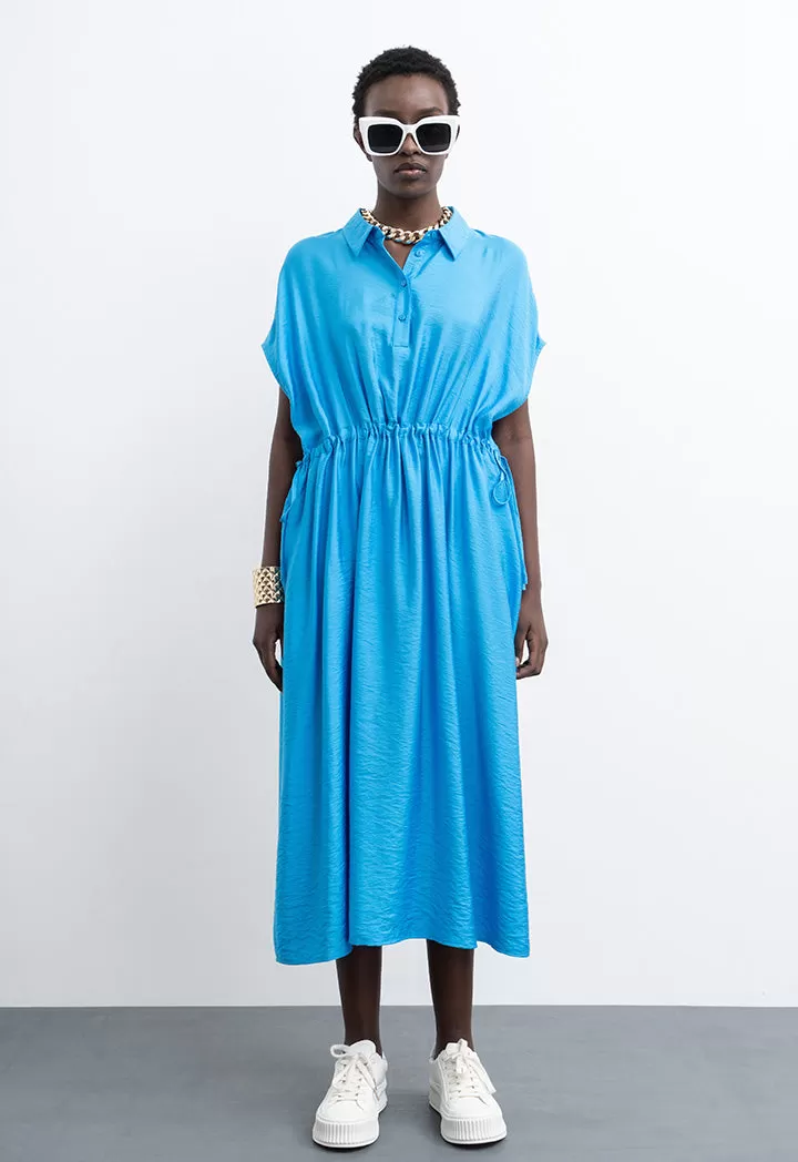 Continous Sleeve Dress With Waist Drawstring