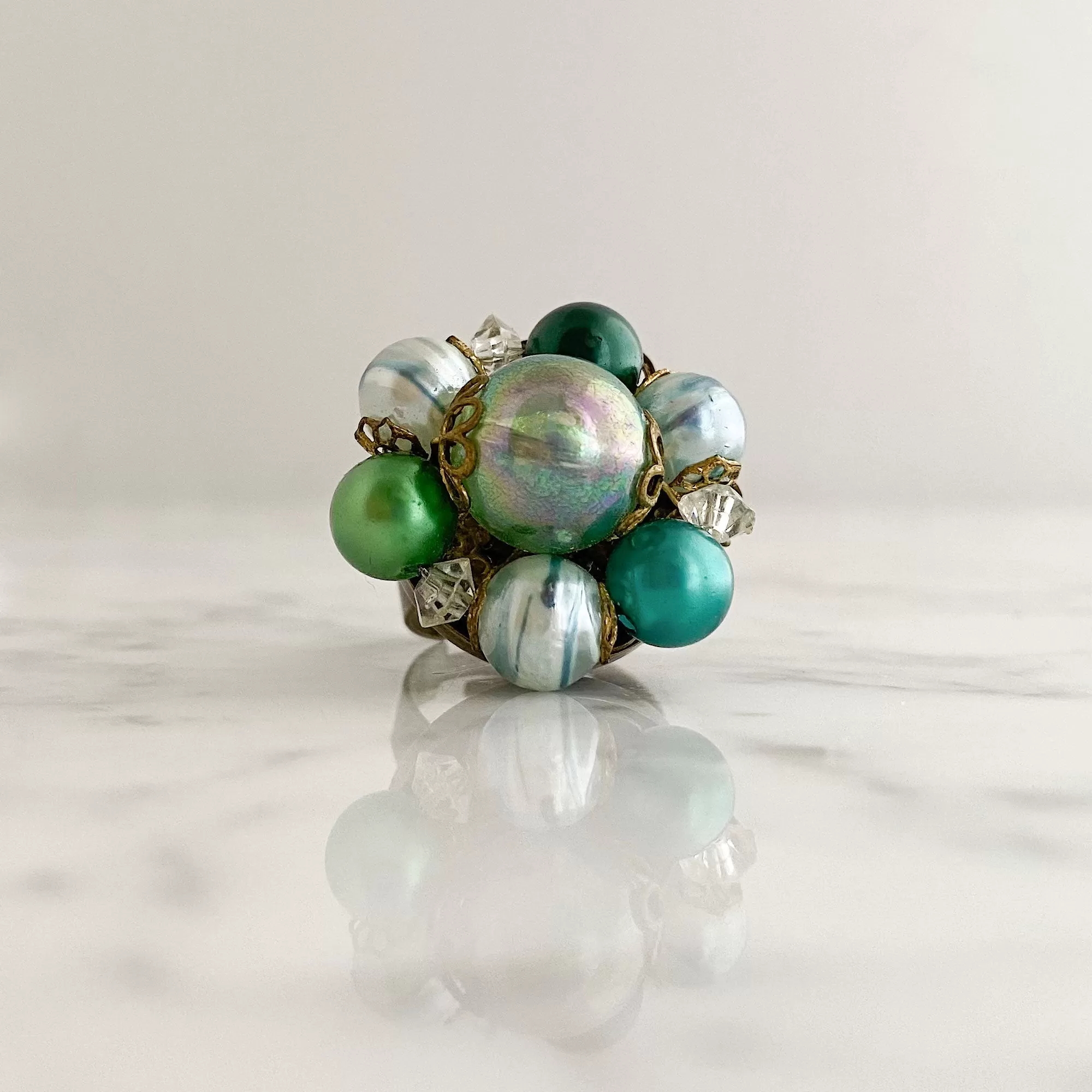 CORDOVA green pearl cocktail ring