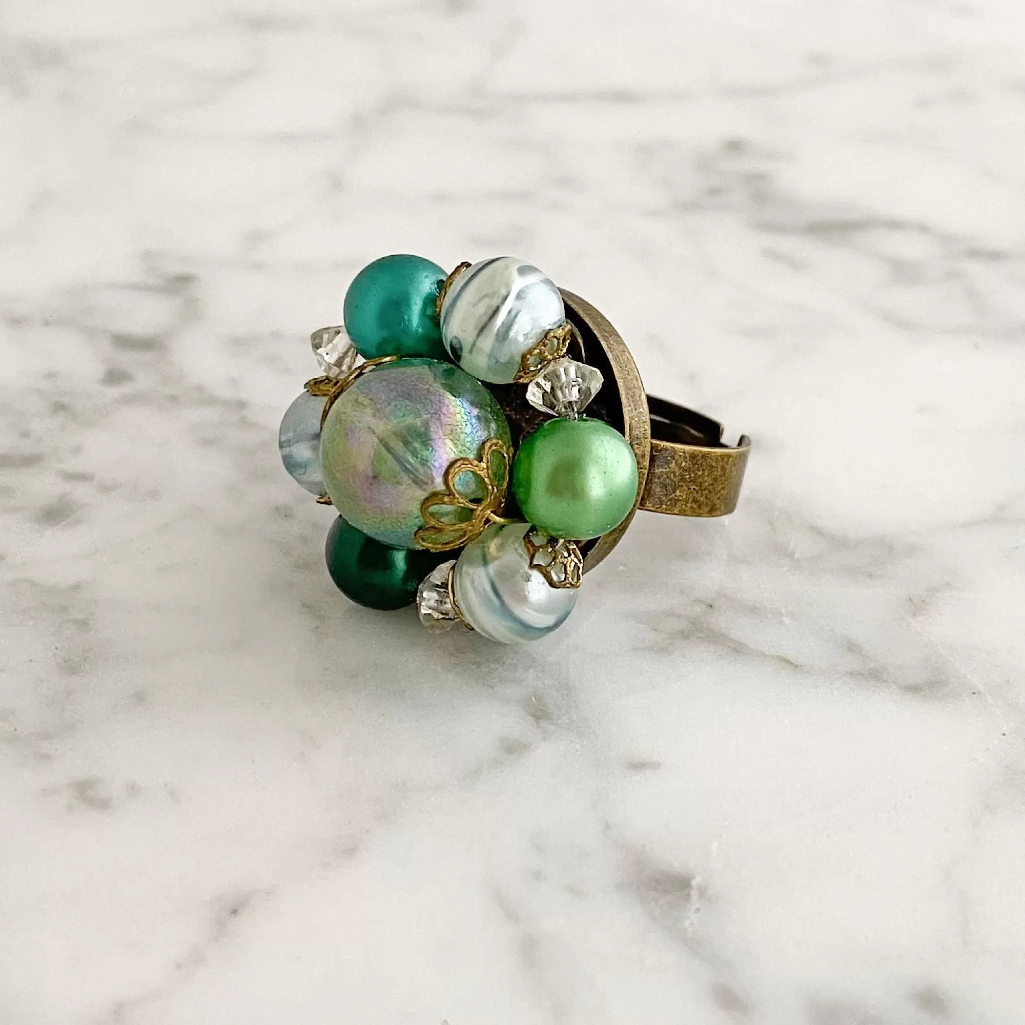 CORDOVA green pearl cocktail ring