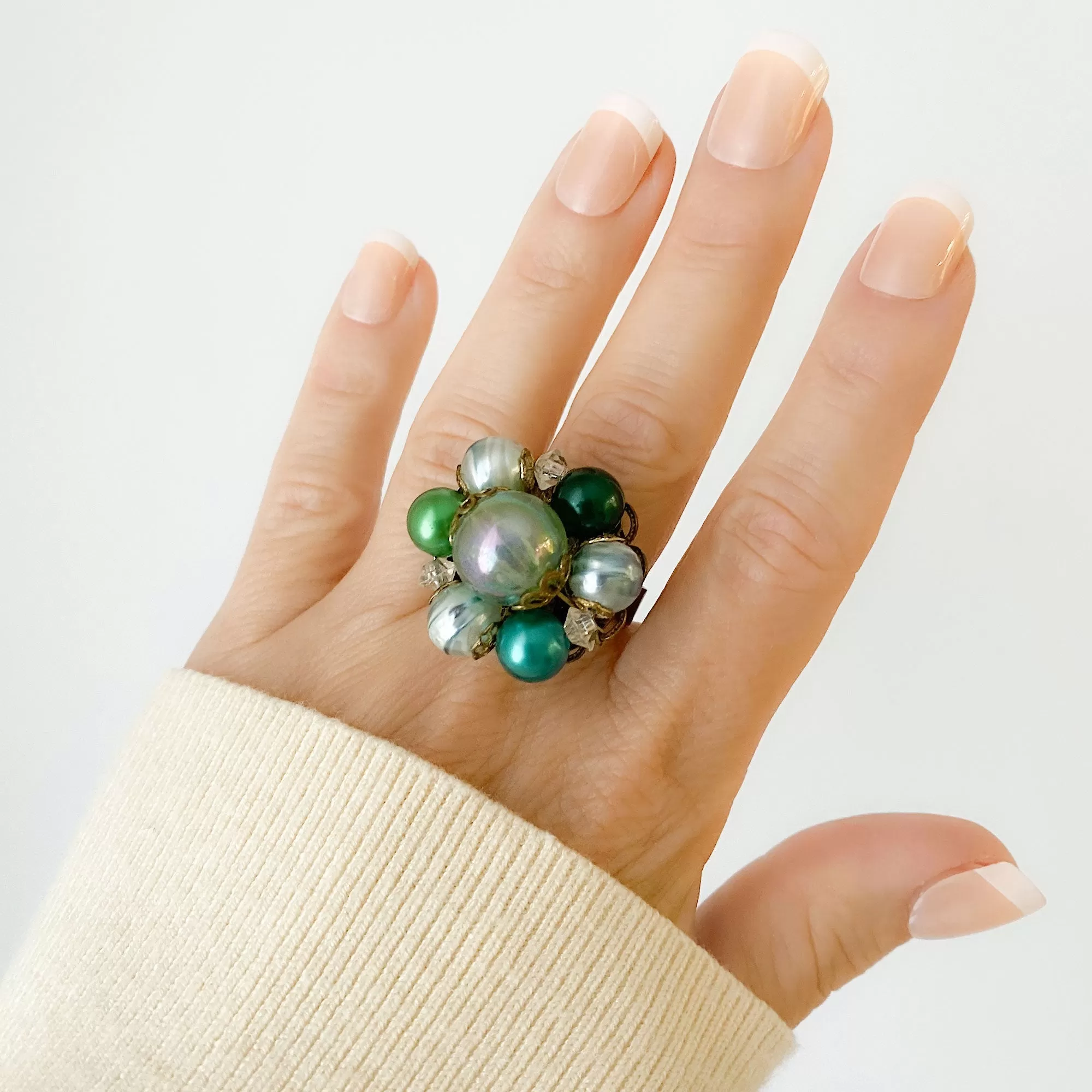 CORDOVA green pearl cocktail ring