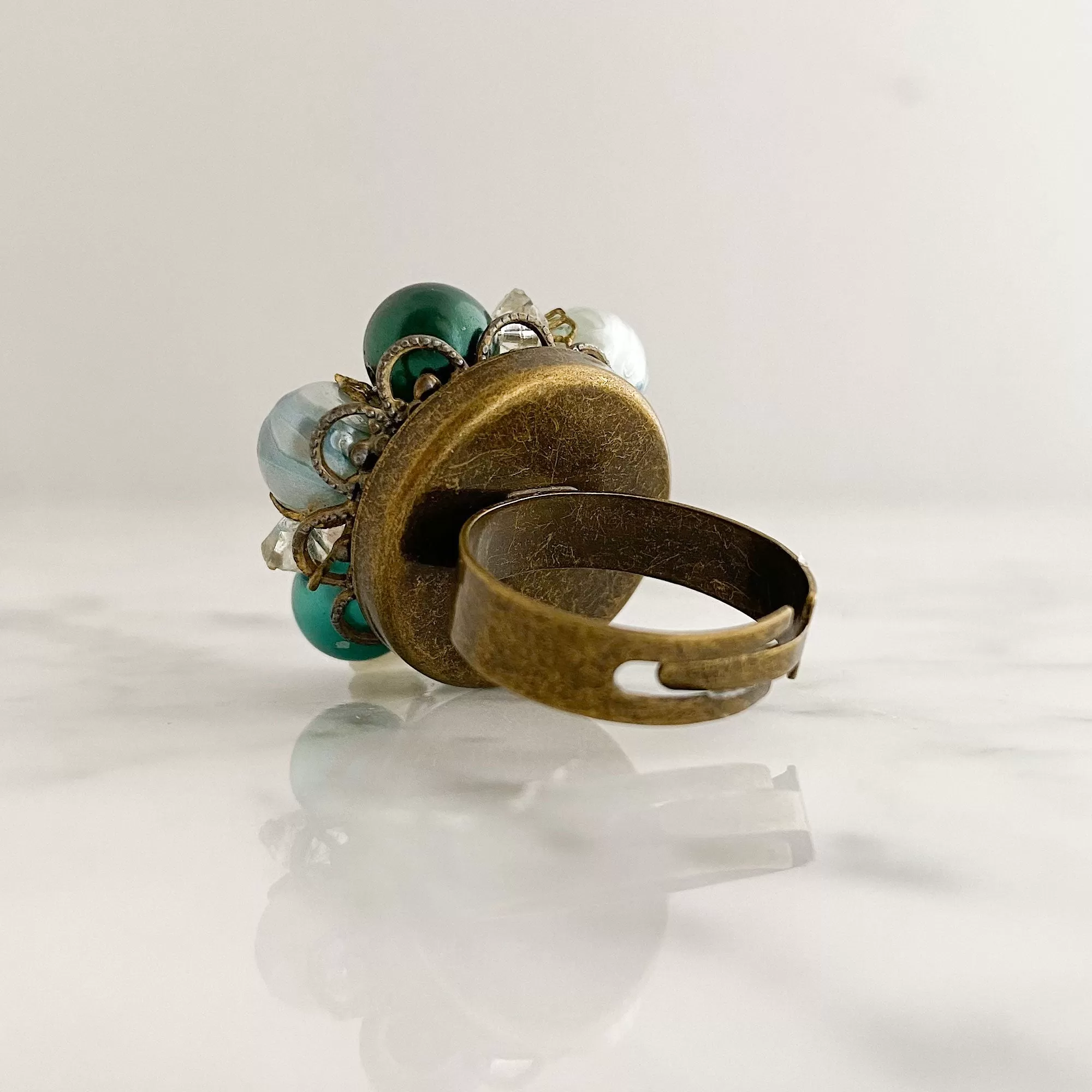 CORDOVA green pearl cocktail ring