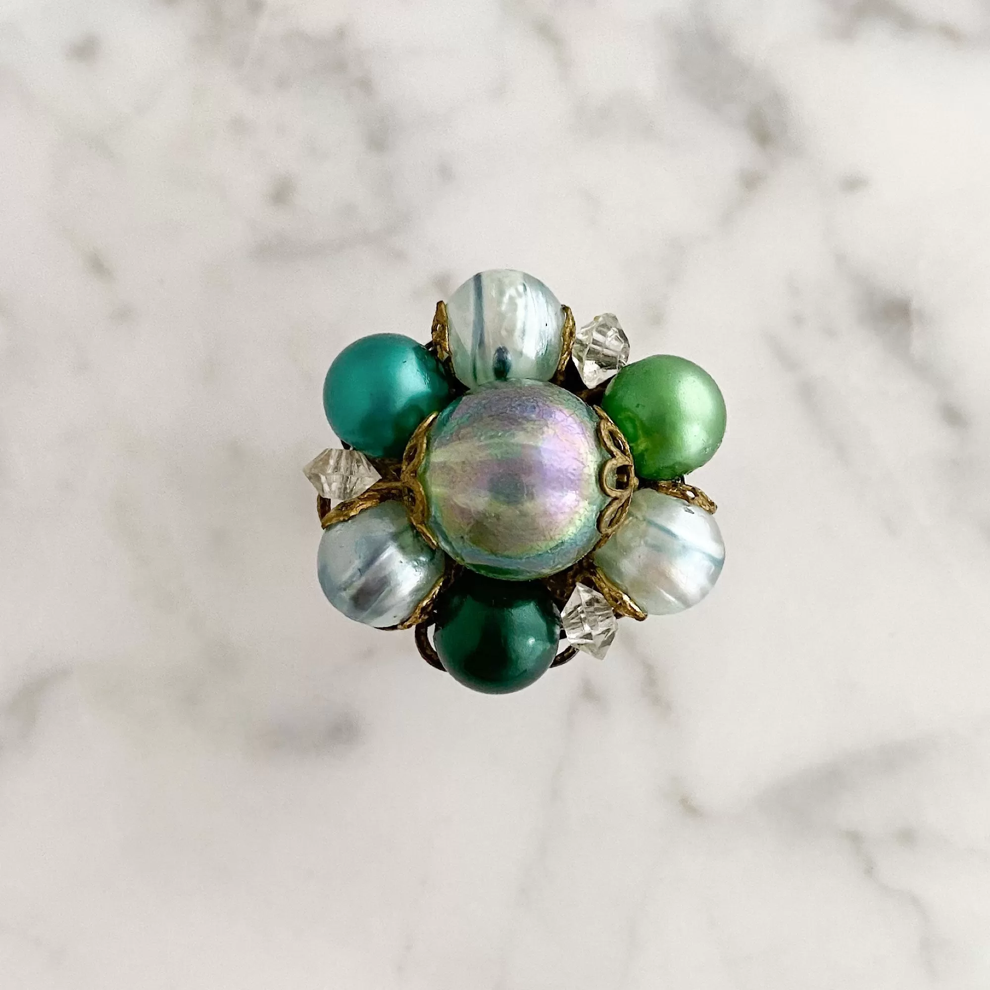 CORDOVA green pearl cocktail ring