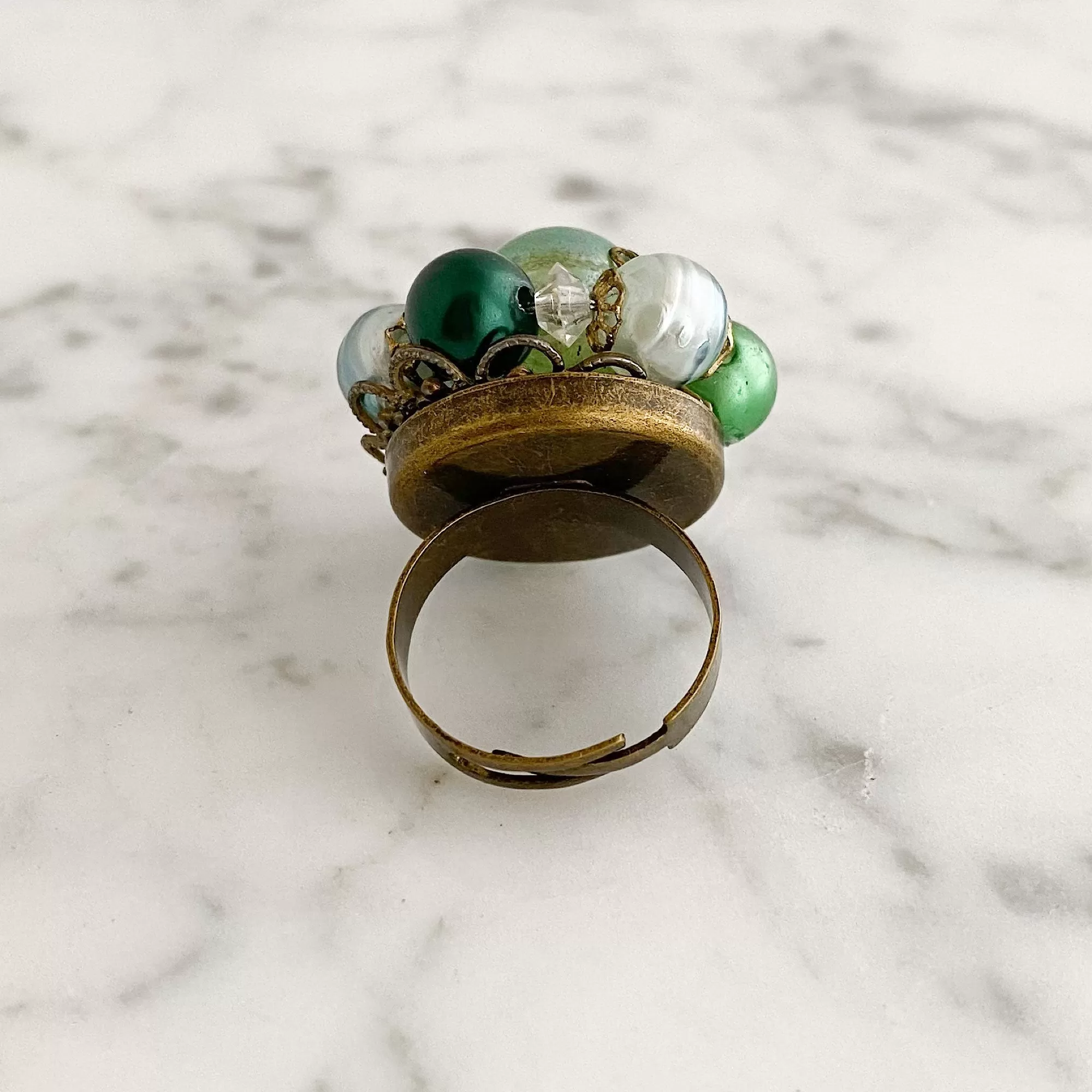 CORDOVA green pearl cocktail ring