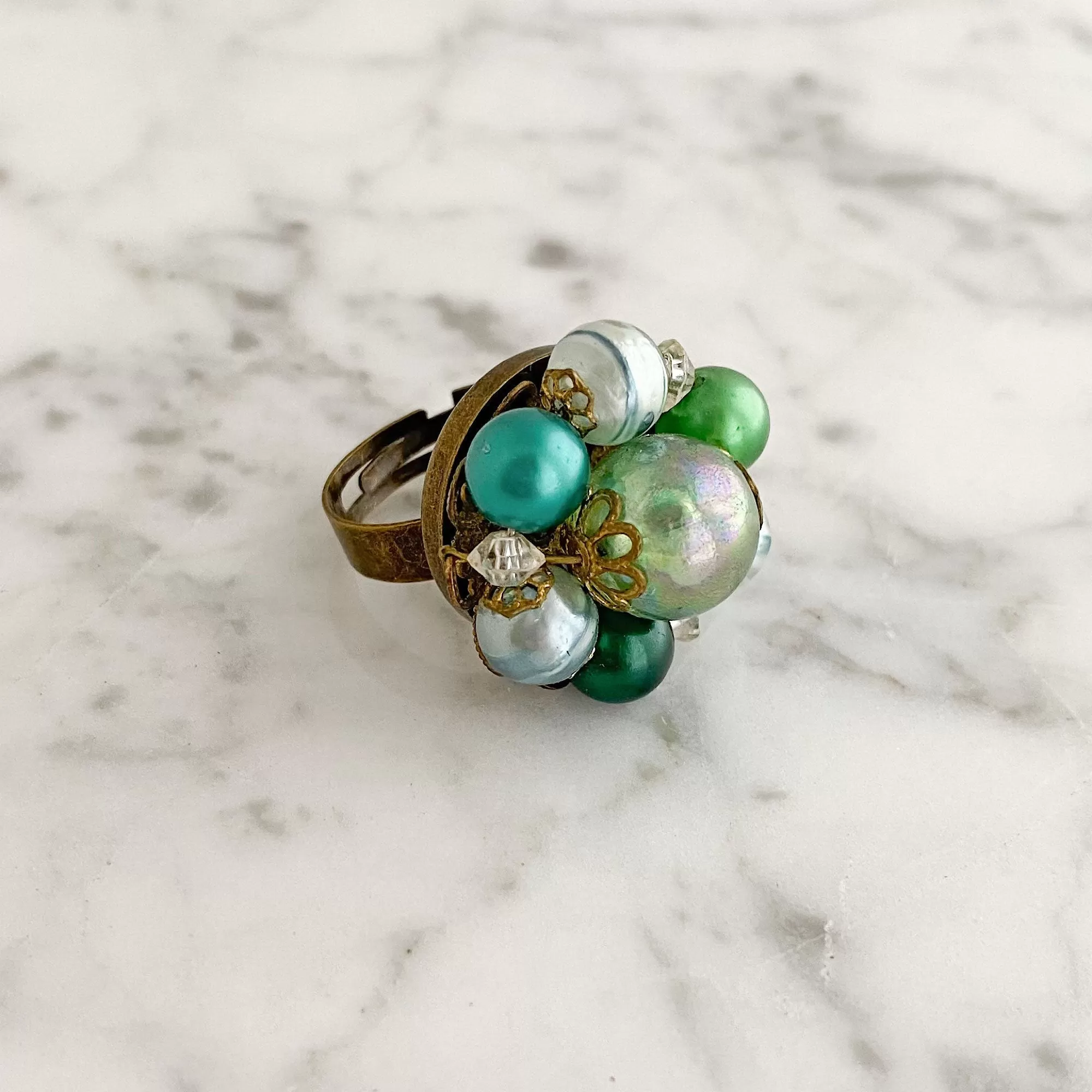 CORDOVA green pearl cocktail ring