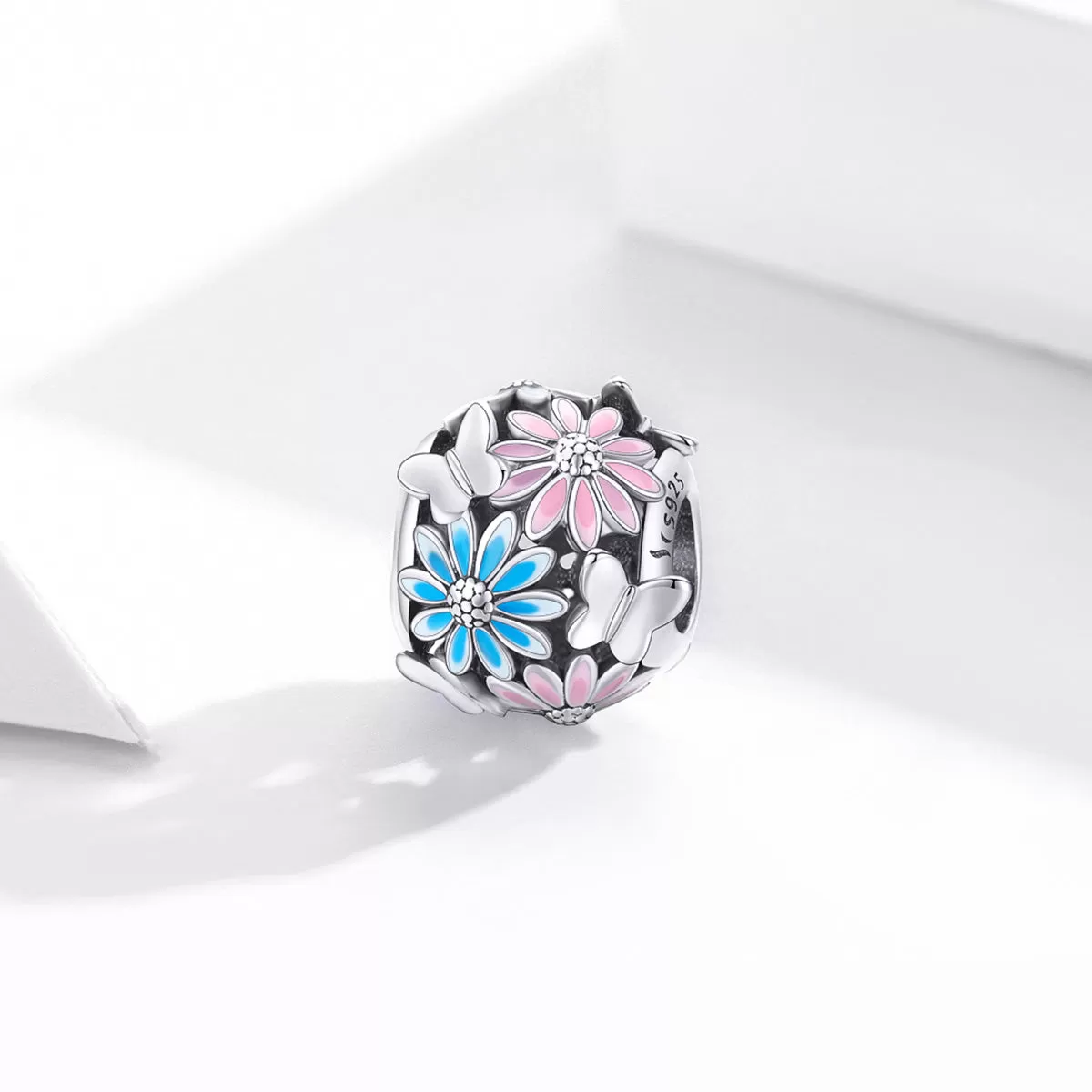 Daisy Butterfly Charm 925 Sterling Silver