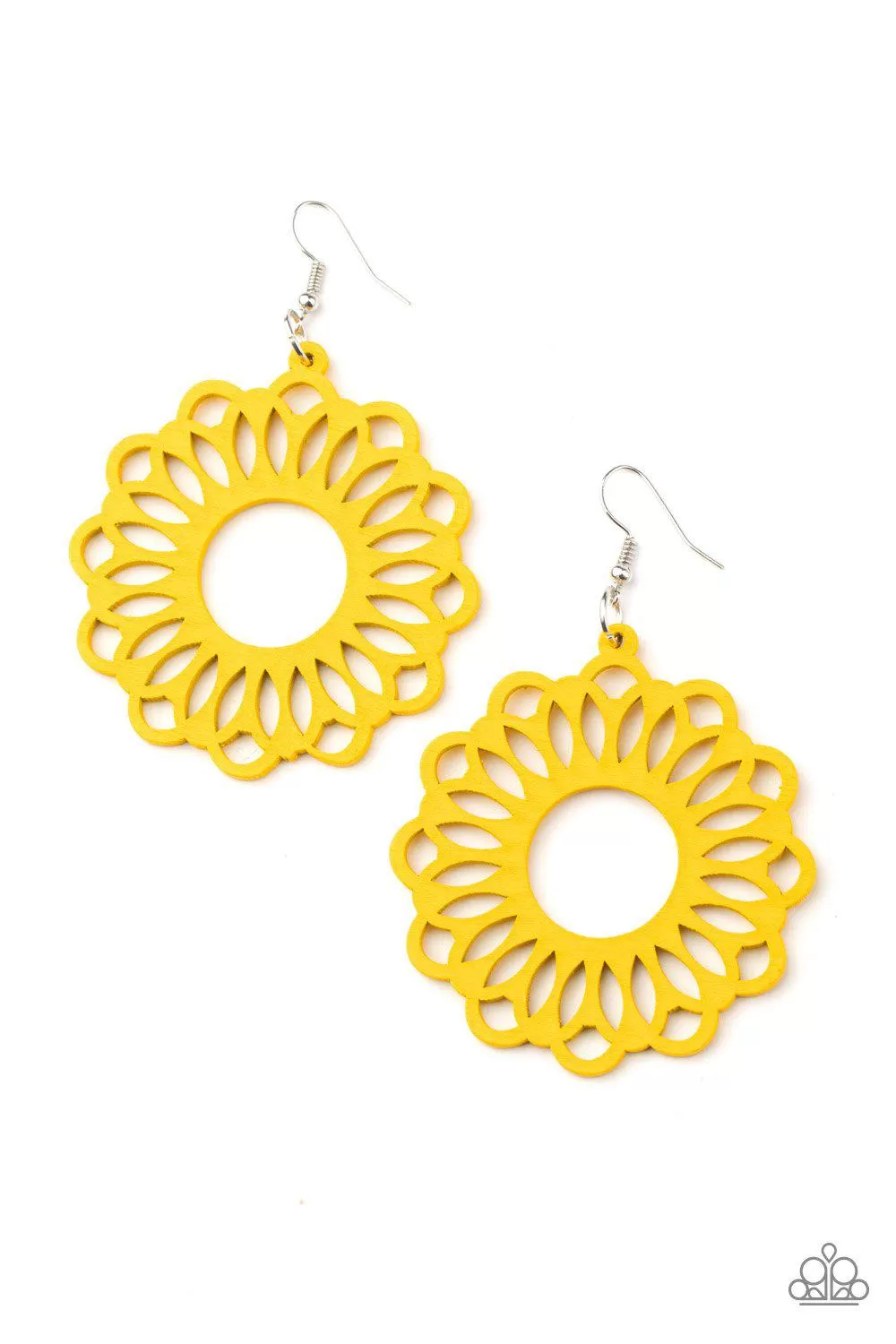 Dominican Daisy Yellow Wood Earrings - Paparazzi Accessories