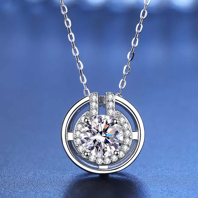 Double Wrap Round Moissanite Necklace