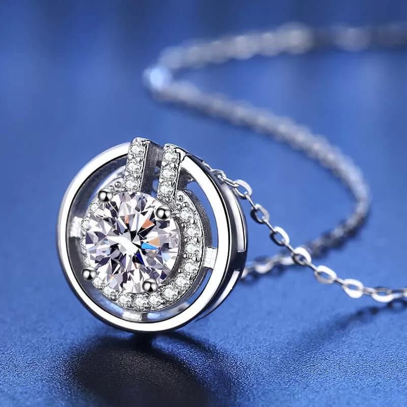 Double Wrap Round Moissanite Necklace