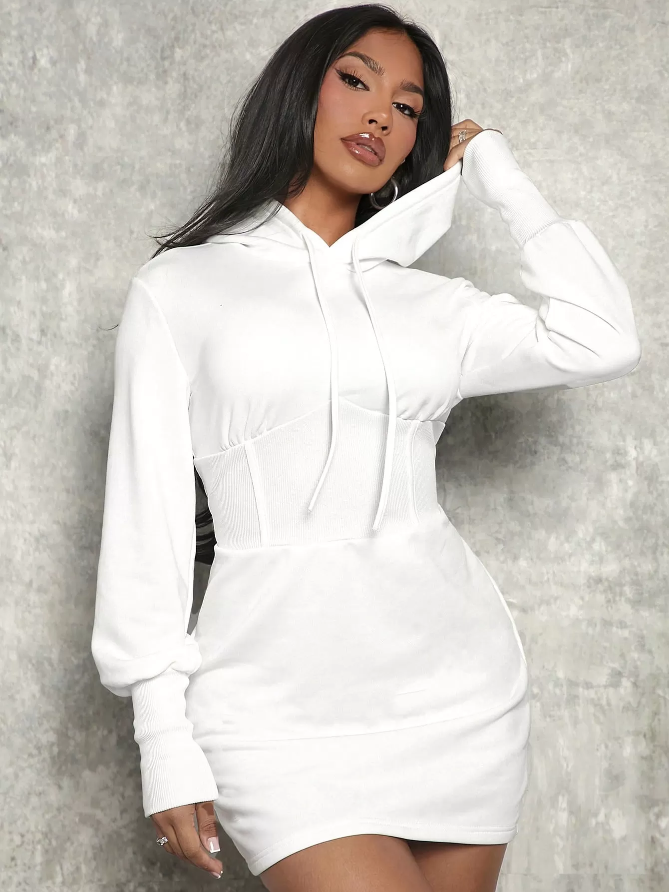 Drawstring Hoodie Sweatshirt Dress