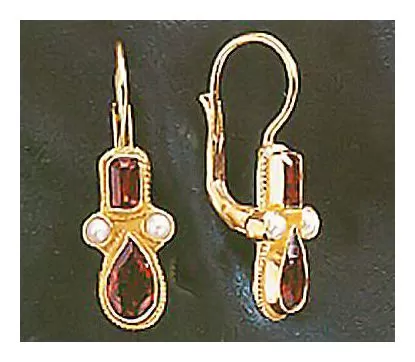 Eleanora Duse Garnet and Pearl Earrings