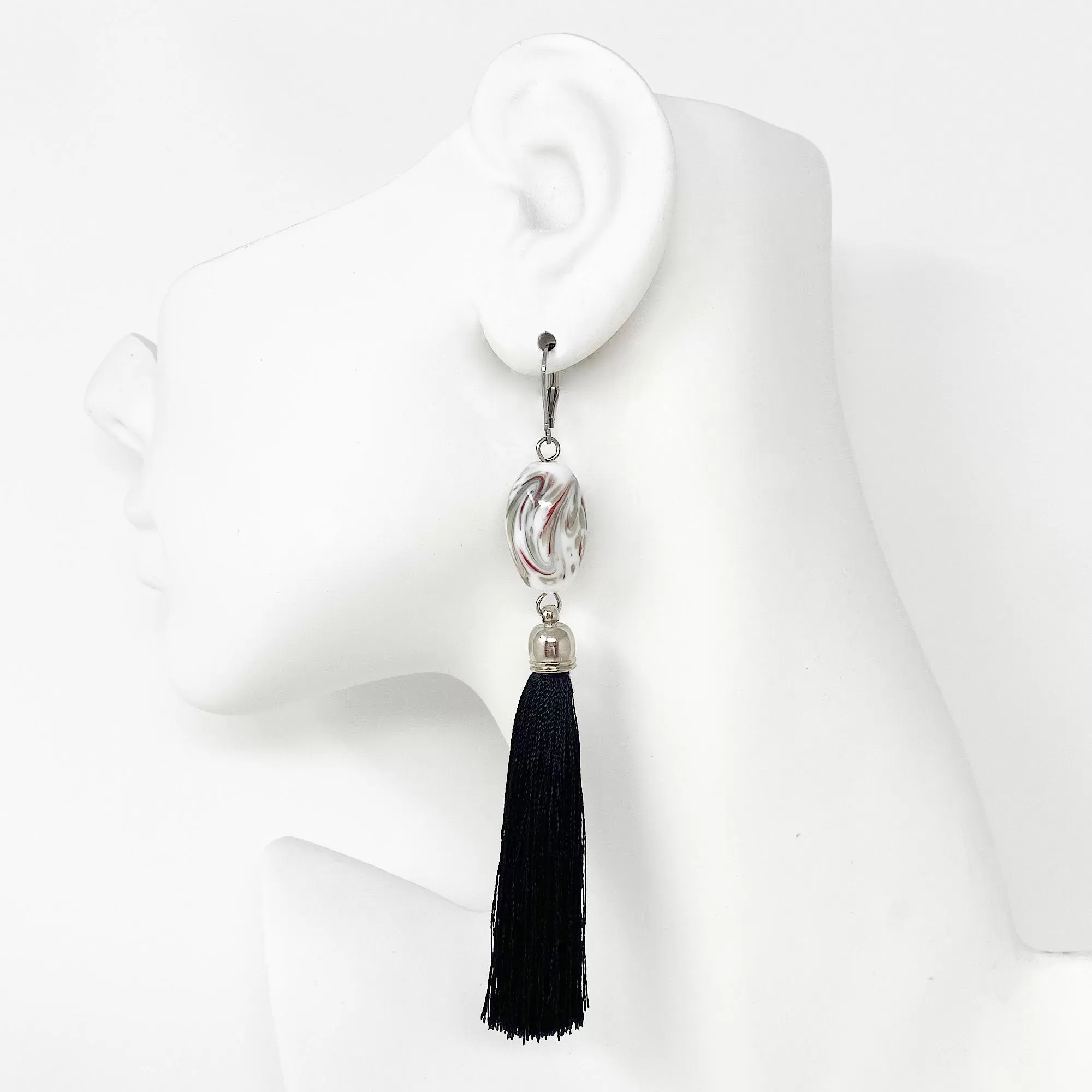 ELYSIA vintage glass bead tassel earrings