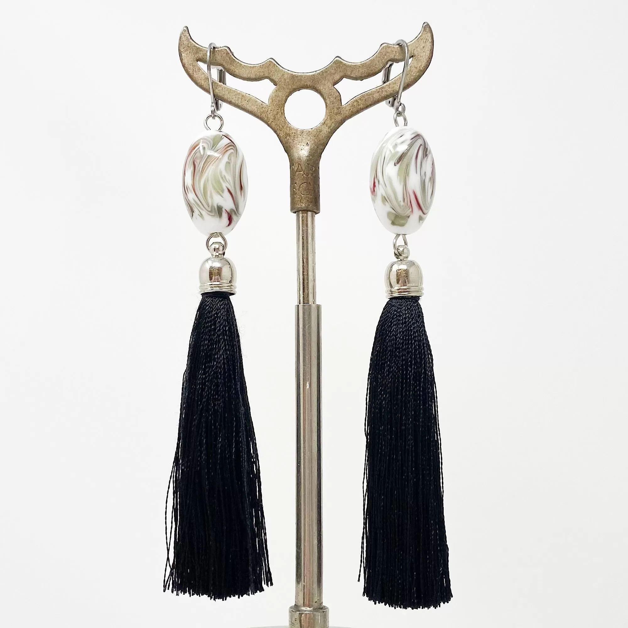 ELYSIA vintage glass bead tassel earrings