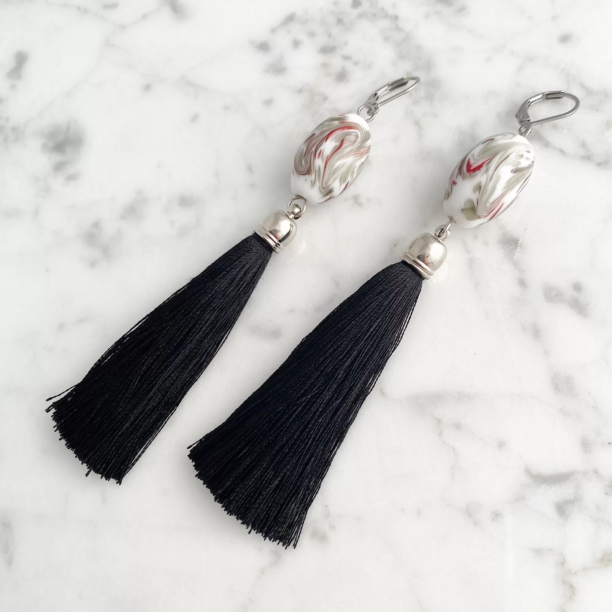 ELYSIA vintage glass bead tassel earrings