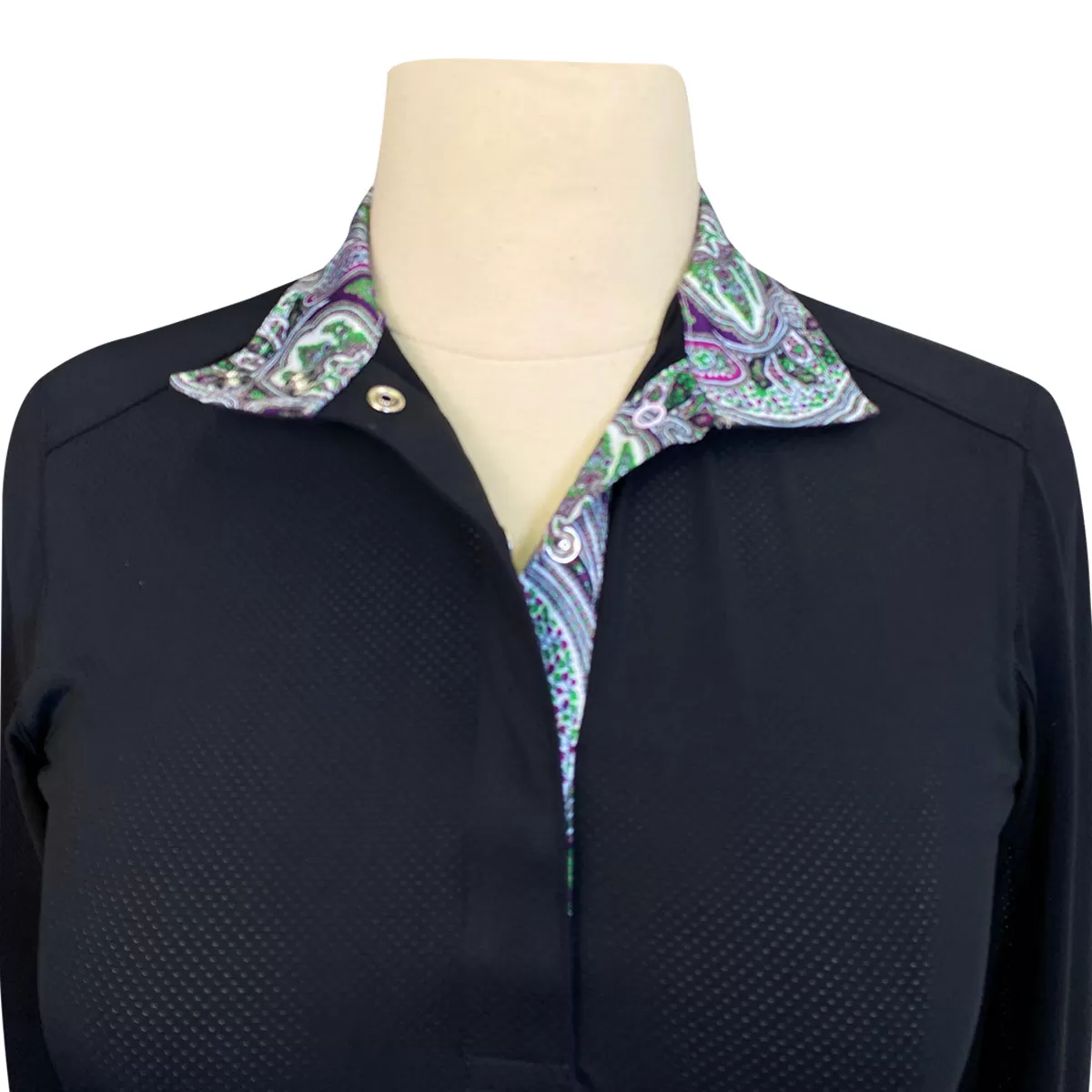 Essex Classics 'Talent Yarn' Show Shirt in Black / Purple & Emerald Paisley - Women's Large