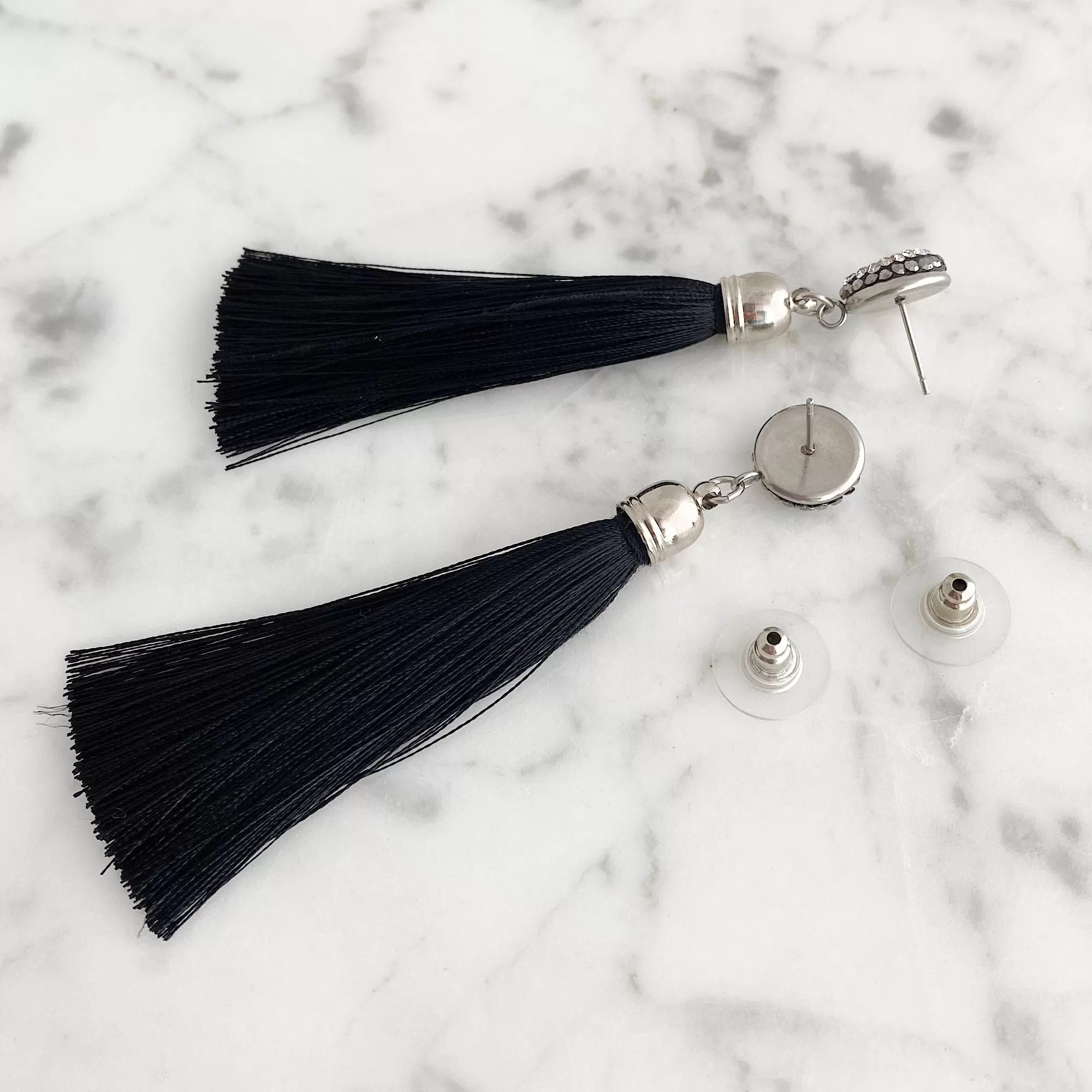 ESSIE black tassel stud earrings