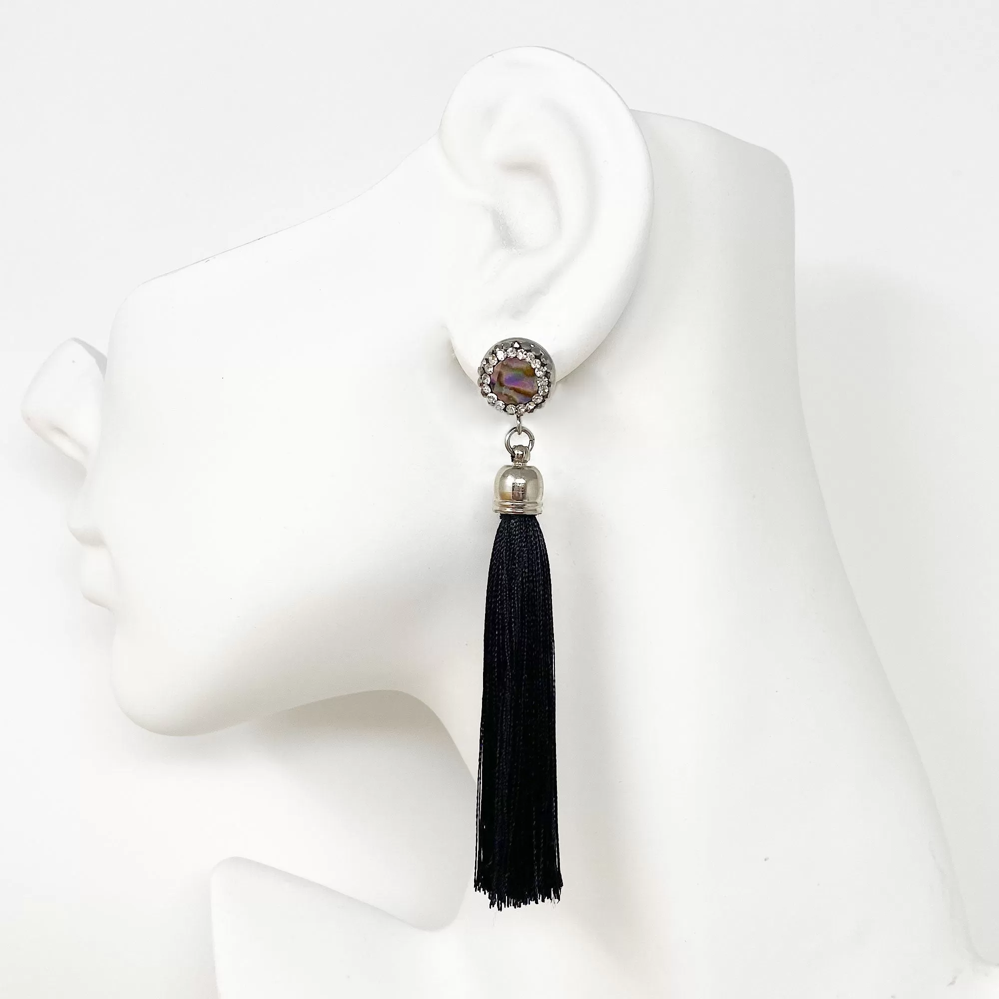 ESSIE black tassel stud earrings