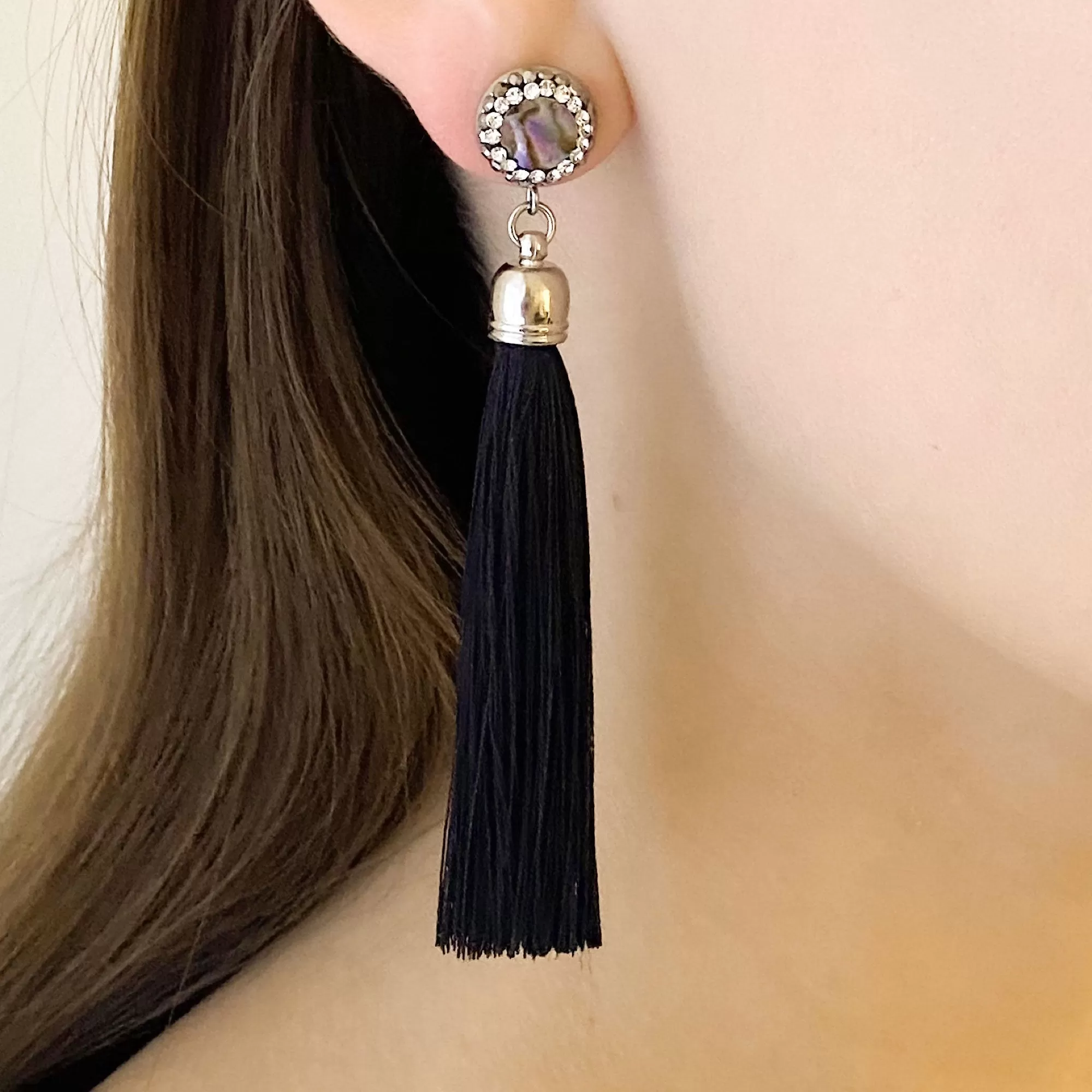 ESSIE black tassel stud earrings