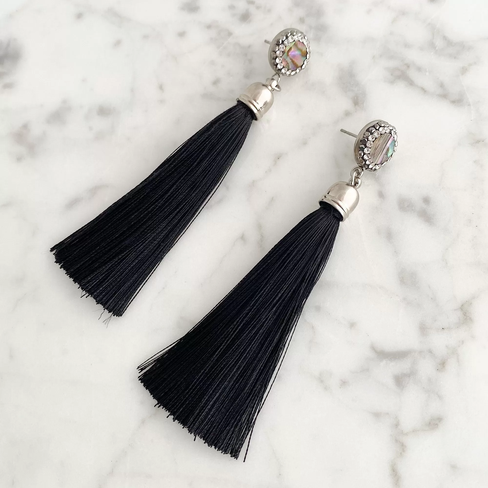 ESSIE black tassel stud earrings