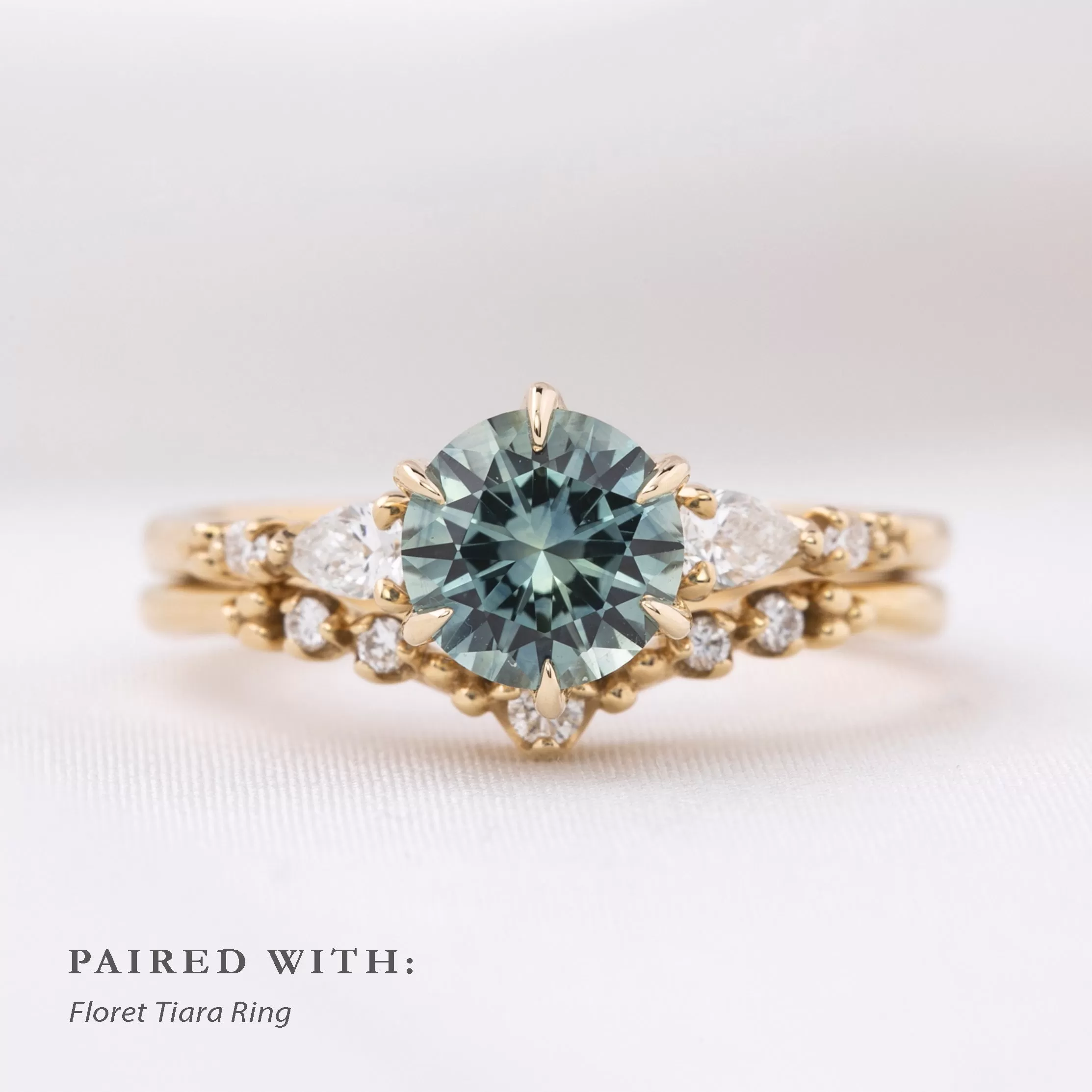 Estel Fleur Petal Ring 1.50ct Aqua Blue Montana Sapphire, 14k Yellow Gold (One of a kind)