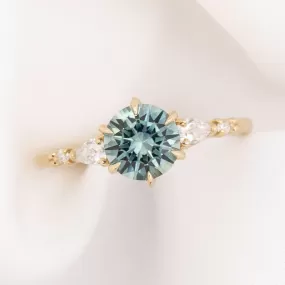 Estel Fleur Petal Ring 1.50ct Aqua Blue Montana Sapphire, 14k Yellow Gold (One of a kind)