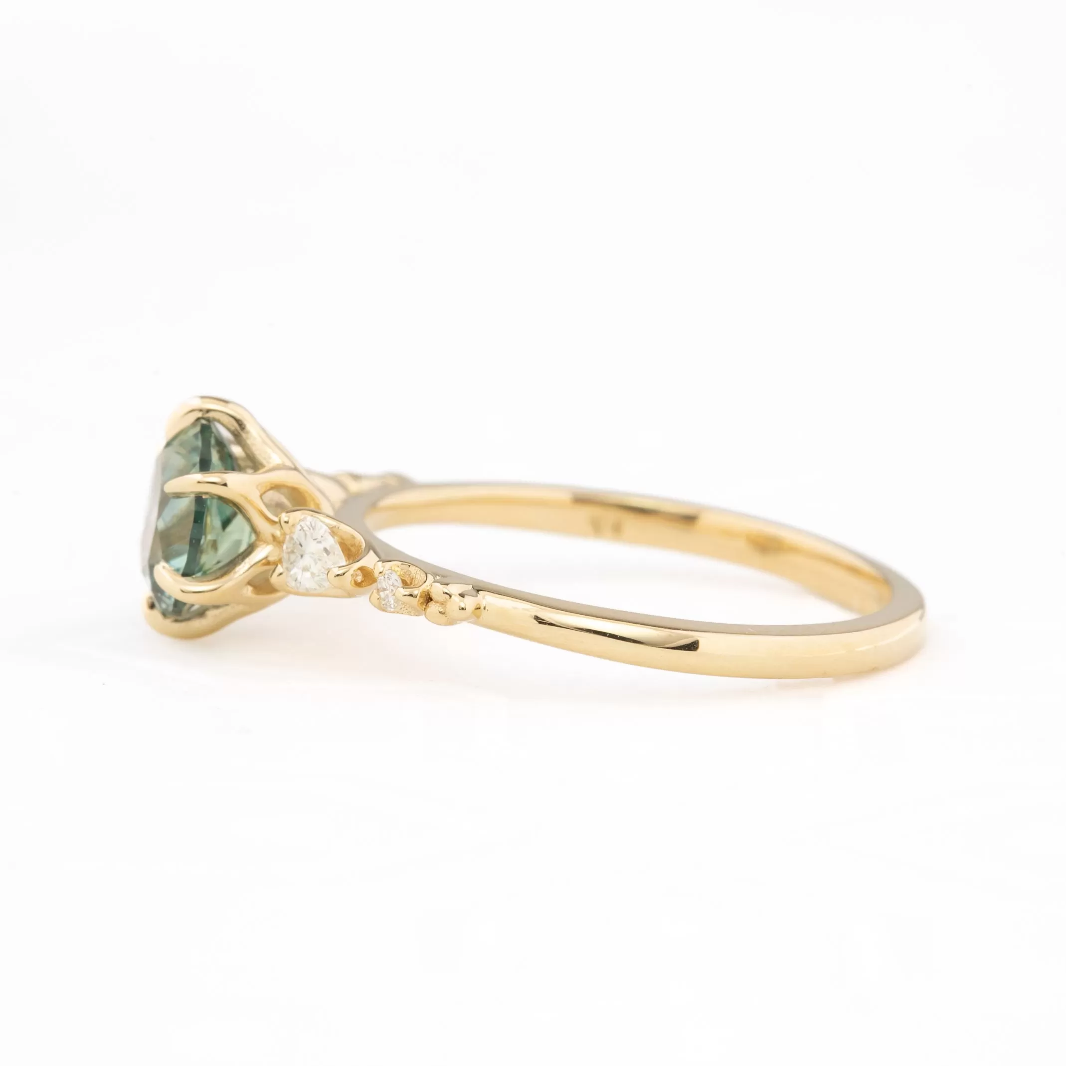 Estel Fleur Petal Ring 1.50ct Aqua Blue Montana Sapphire, 14k Yellow Gold (One of a kind)