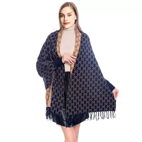 Fashionable Luxury Patterned Poncho