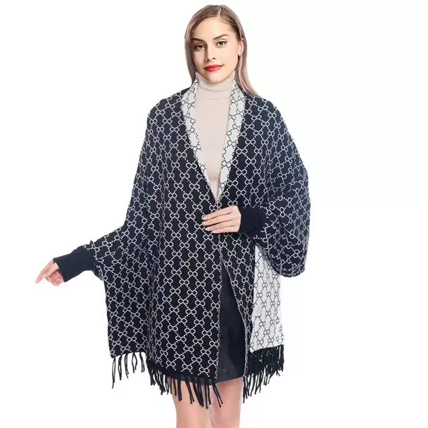 Fashionable Luxury Patterned Poncho