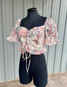 Floral Ruched Crop Top