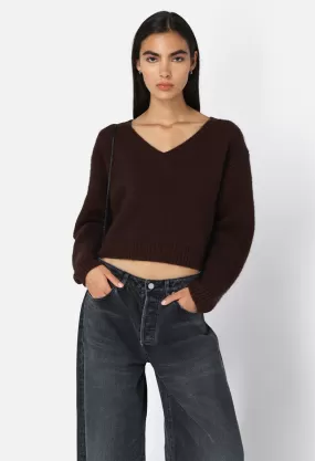 Foggy Wool V Neck Sweater / Americano