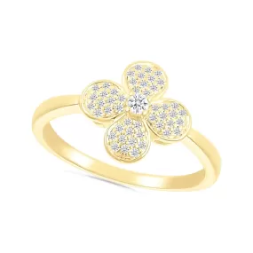 Four Petal Flower Diamond Cocktail Ring