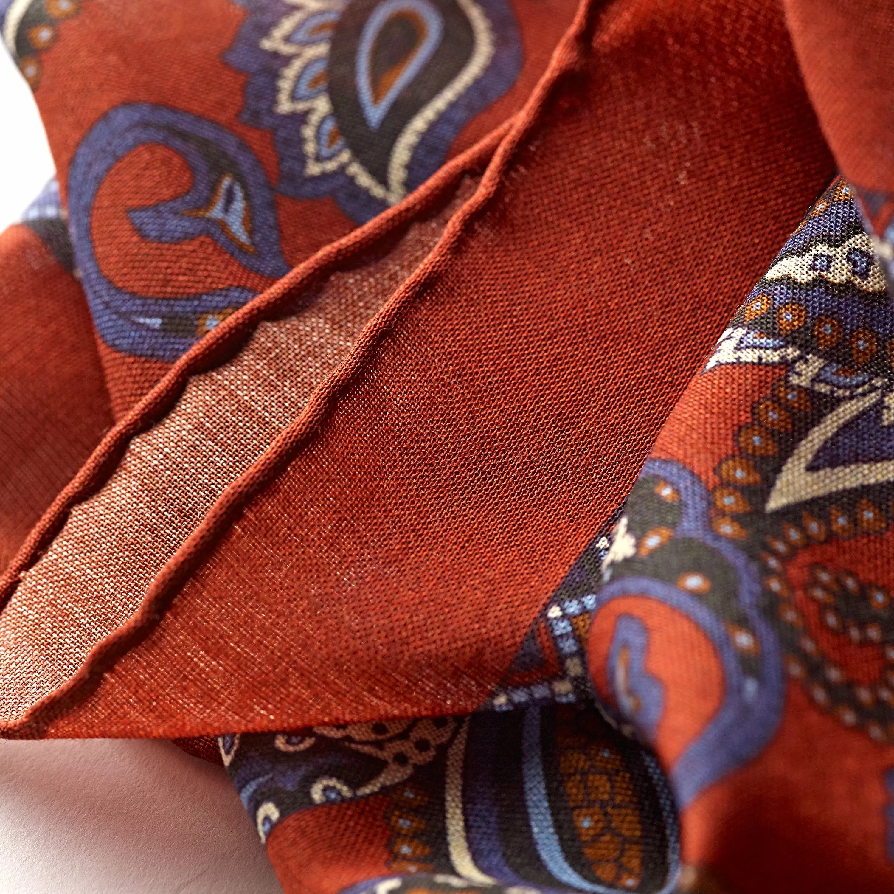 Fox Copper Red Paisley Pocket Square