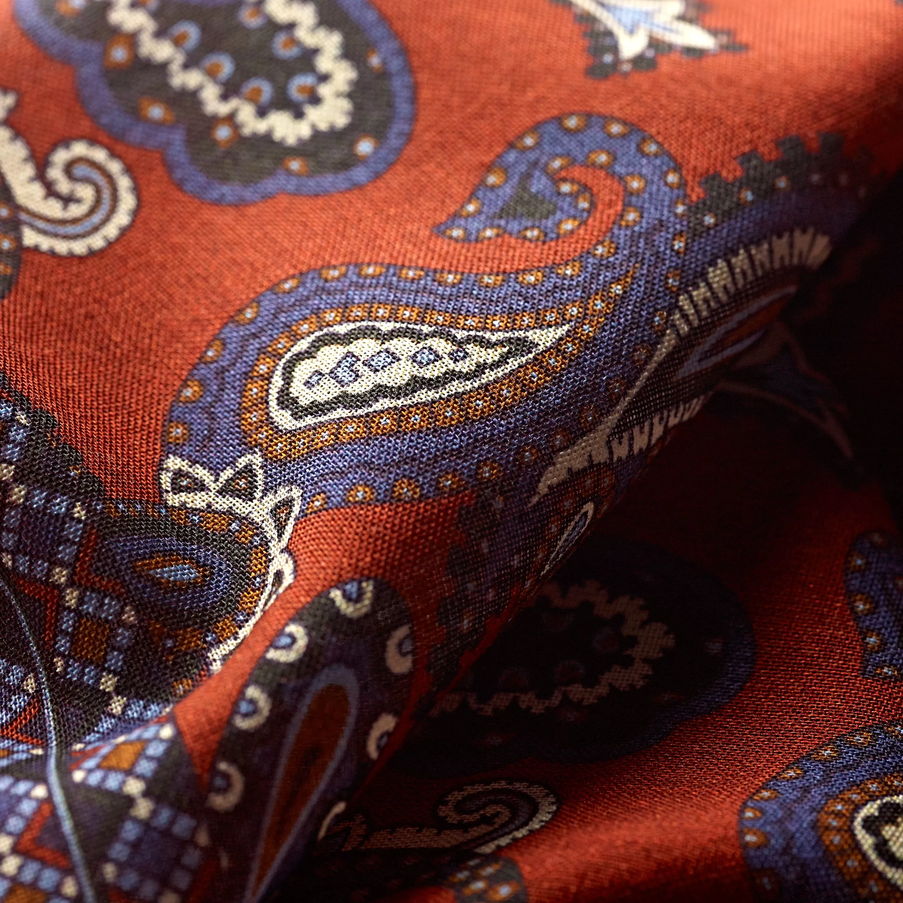 Fox Copper Red Paisley Pocket Square