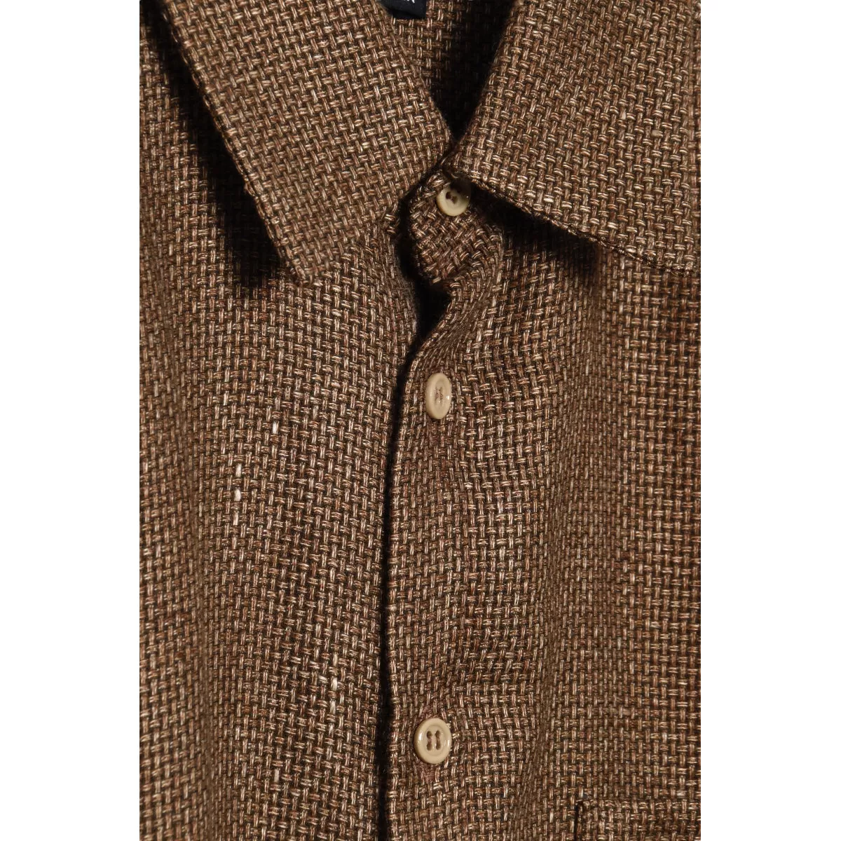 Frank Leder Bronze Weave Wool Shirt brown