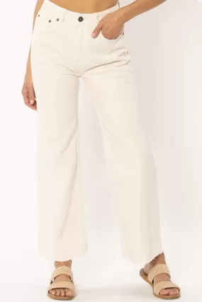 Gabi Crop High Flare Sand Denim Pant