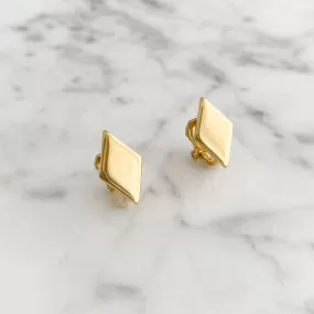 GASTON diamond shaped gold tone clip earrings