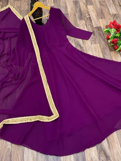 Georgette Anarkali Long Kurti with Dupatta Set of 2