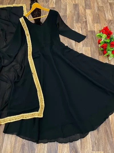 Georgette Anarkali Long Kurti with Dupatta Set of 2