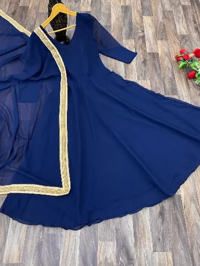 Georgette Anarkali Long Kurti with Dupatta Set of 2