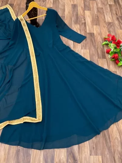 Georgette Anarkali Long Kurti with Dupatta Set of 2