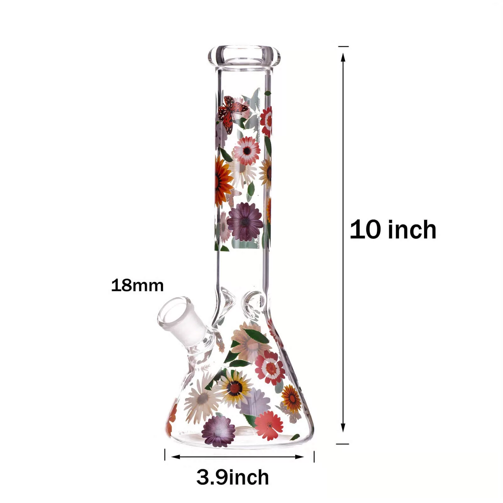 Glass Beaker Flower Bong 10″