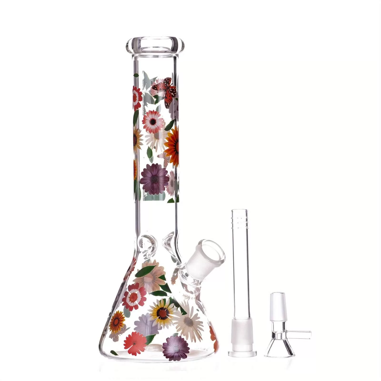 Glass Beaker Flower Bong 10″