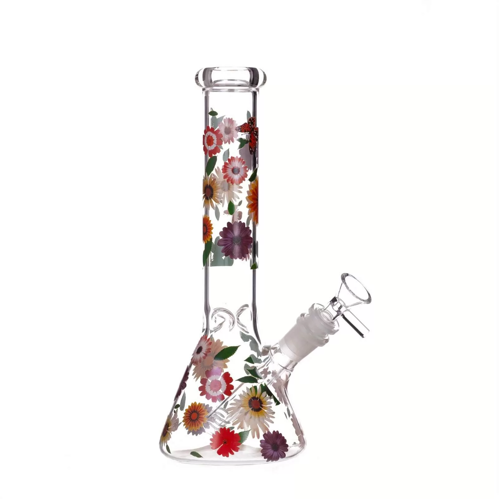 Glass Beaker Flower Bong 10″