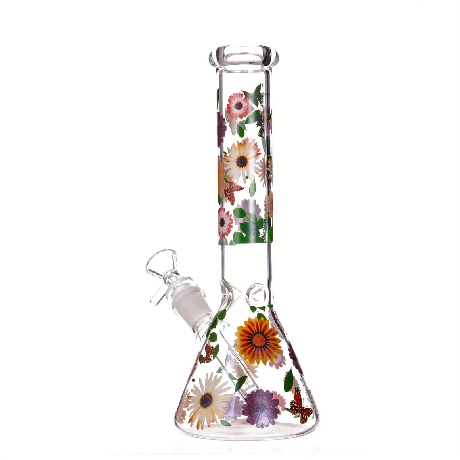 Glass Beaker Flower Bong 10″