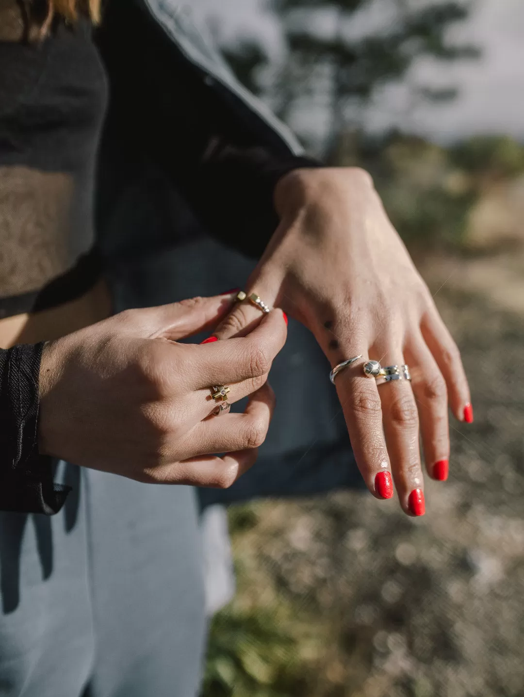 Gold Cubed Ring (Two-Tone)