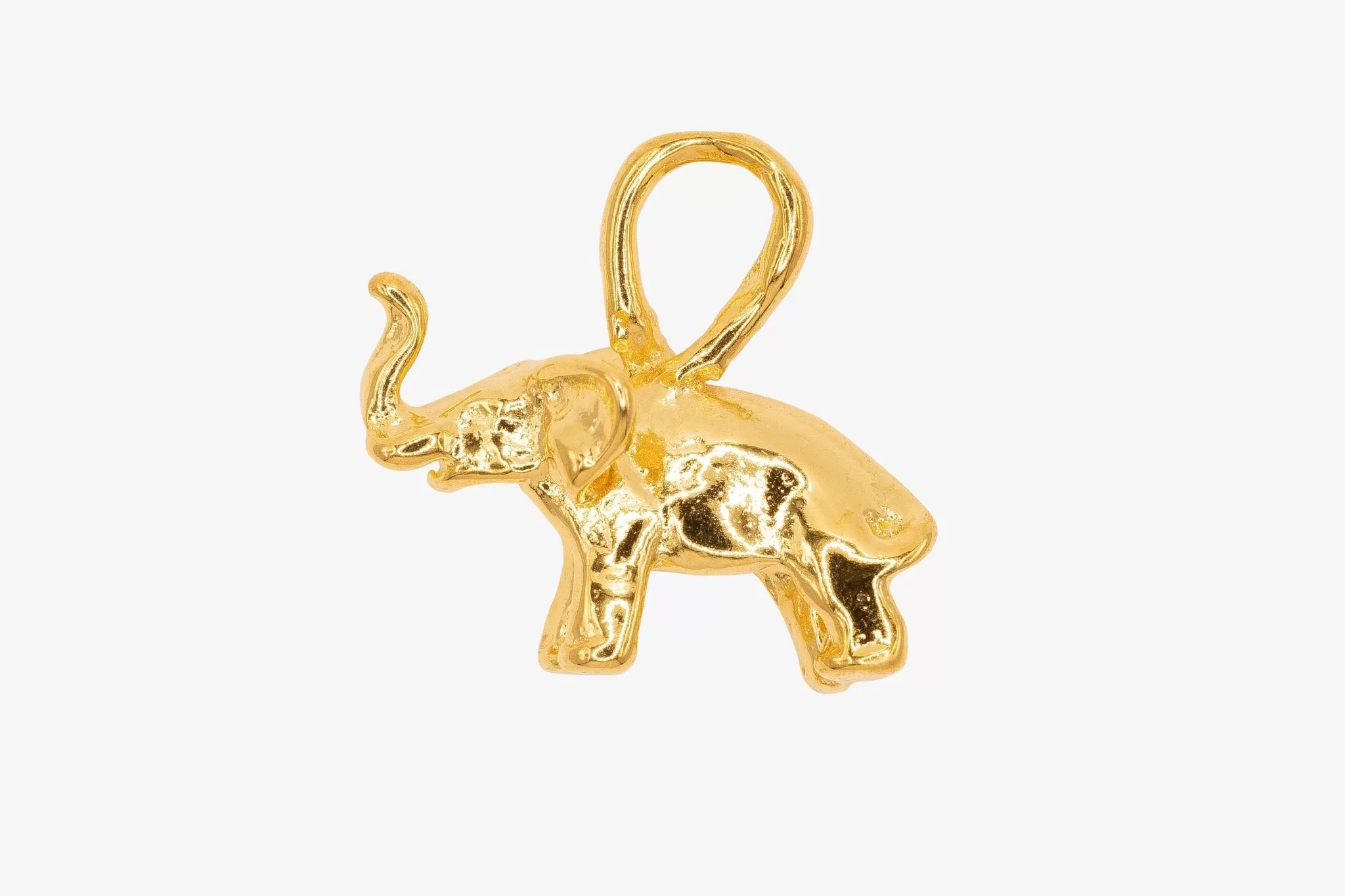 Gold Elephant Charm, 14K Solid Gold, Double Sided, Jewelry Making Charm